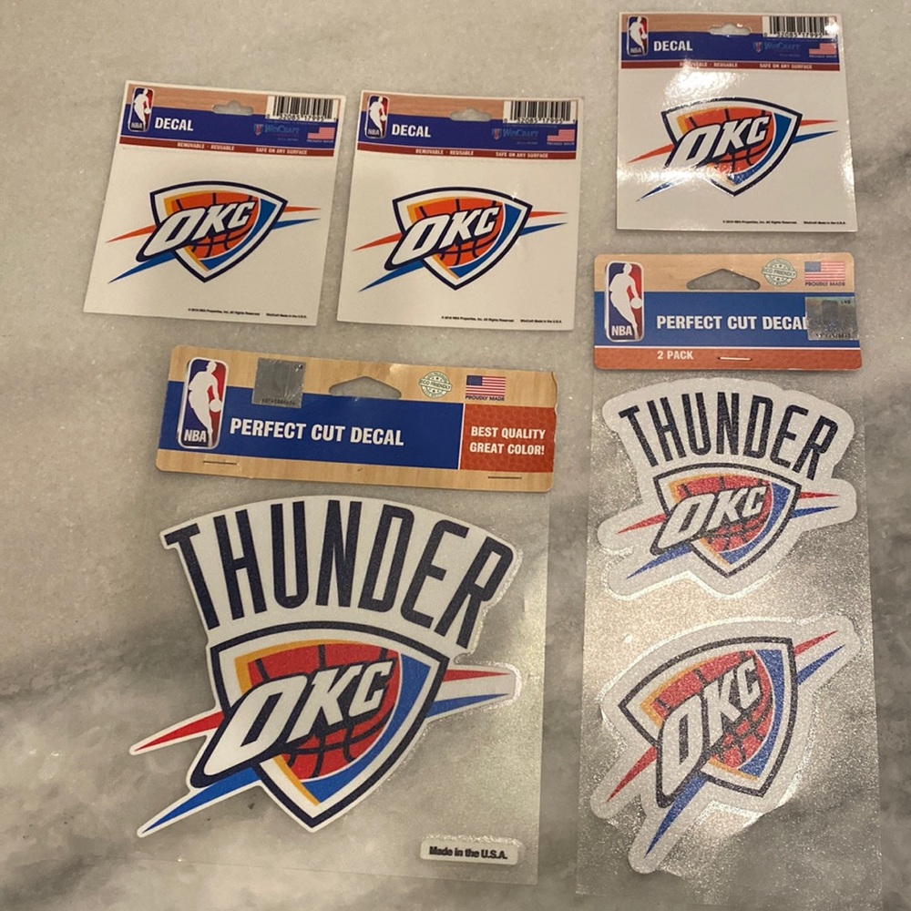 6 Oklahoma thunder decals.